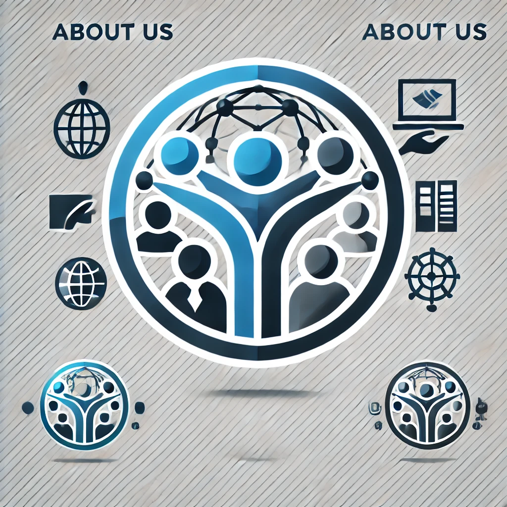 DALL·E 2025-02-24 22.26.08 - A professional and modern logo for an 'About Us' section, designed to match the style of the previously provided tutoring, translation, and 3D printin